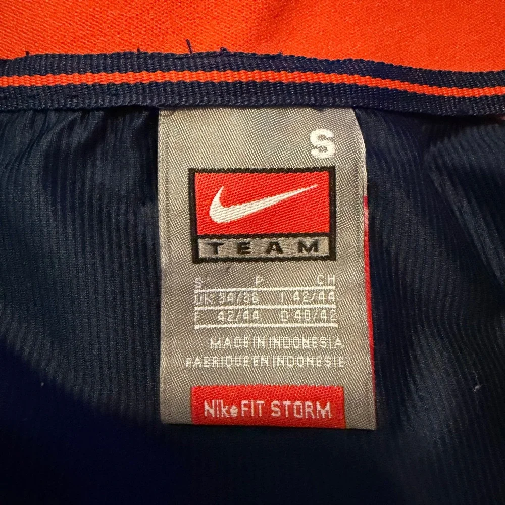 Nike Team Fit Storm Mens Navy Blue Orange 1/4 Zip Pullover Jacket 337343 Small